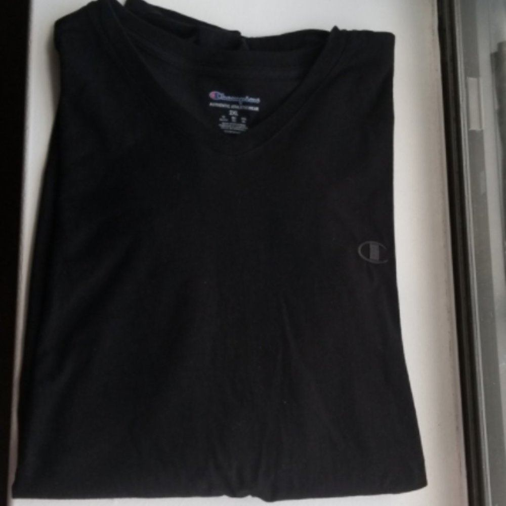 Champion Cotton Blend Graphic Logo Vneck Shirt - Picture 3 of 5